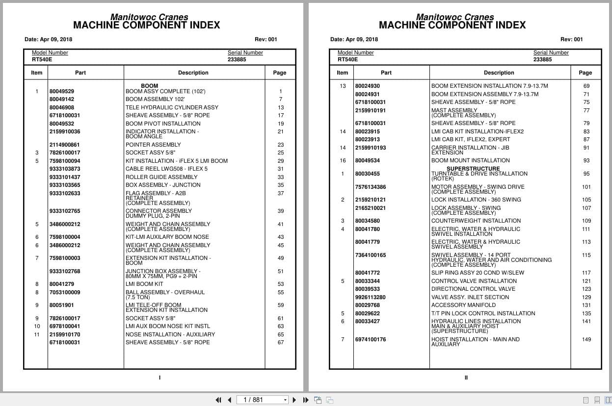 Grove Crane RT540E 233885 Parts Manual 2018 (1)