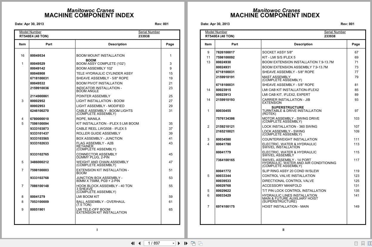 Grove Crane RT540E 233938 Parts Manual 2013 (1)