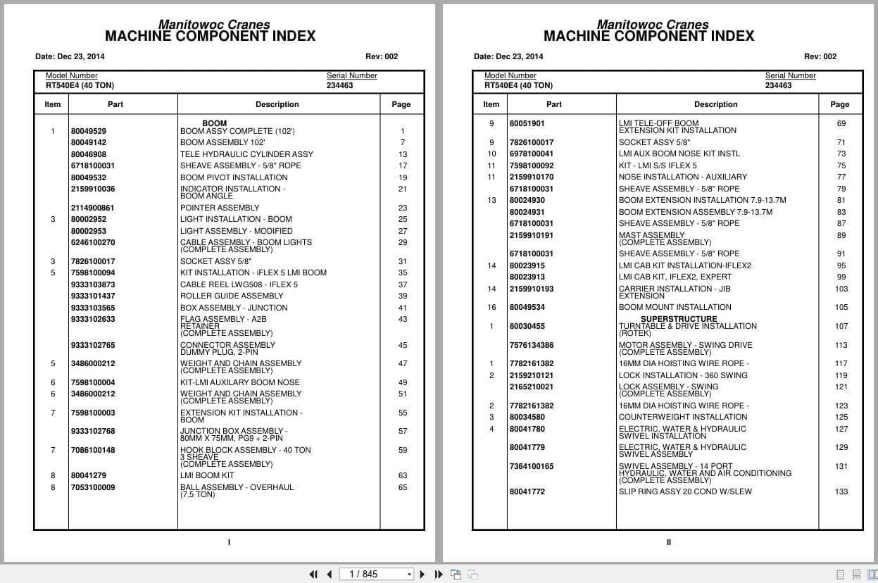Grove Crane RT540E 234463 Parts Manual 2014 (1)