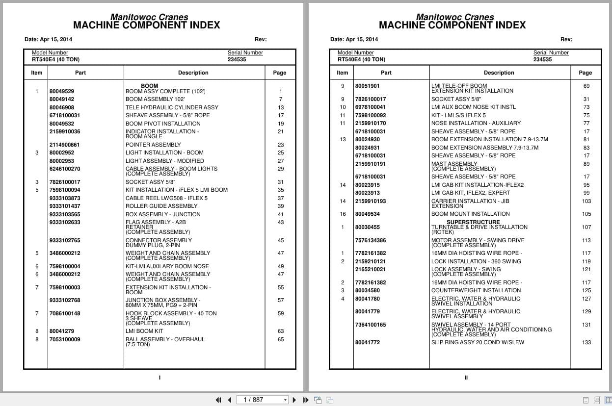 Grove Crane RT540E 234535 Parts Manual 2014 (1)