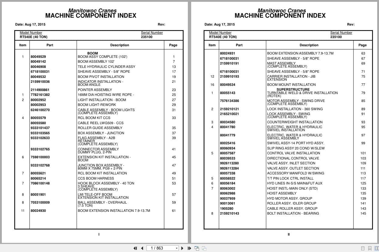 Grove Crane RT540E 235100 Parts Manual 2015 (1)