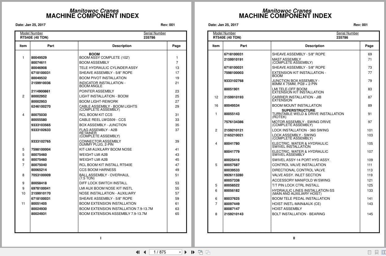Grove Crane RT540E 235786 Parts Manual 2017 (1)