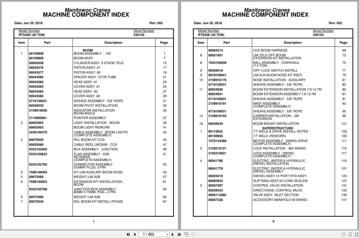 Grove Crane RT540E 236152 Parts Manual 2018 (1)