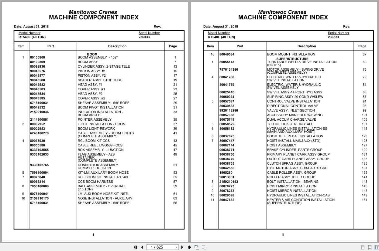 Grove Crane RT540E 236333 Parts Manual 2018 (1)