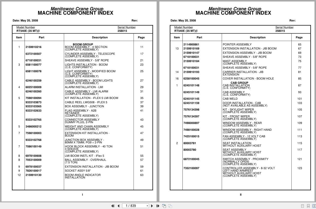 Grove Crane RT540E 258015 Parts Manual 2008 (1)