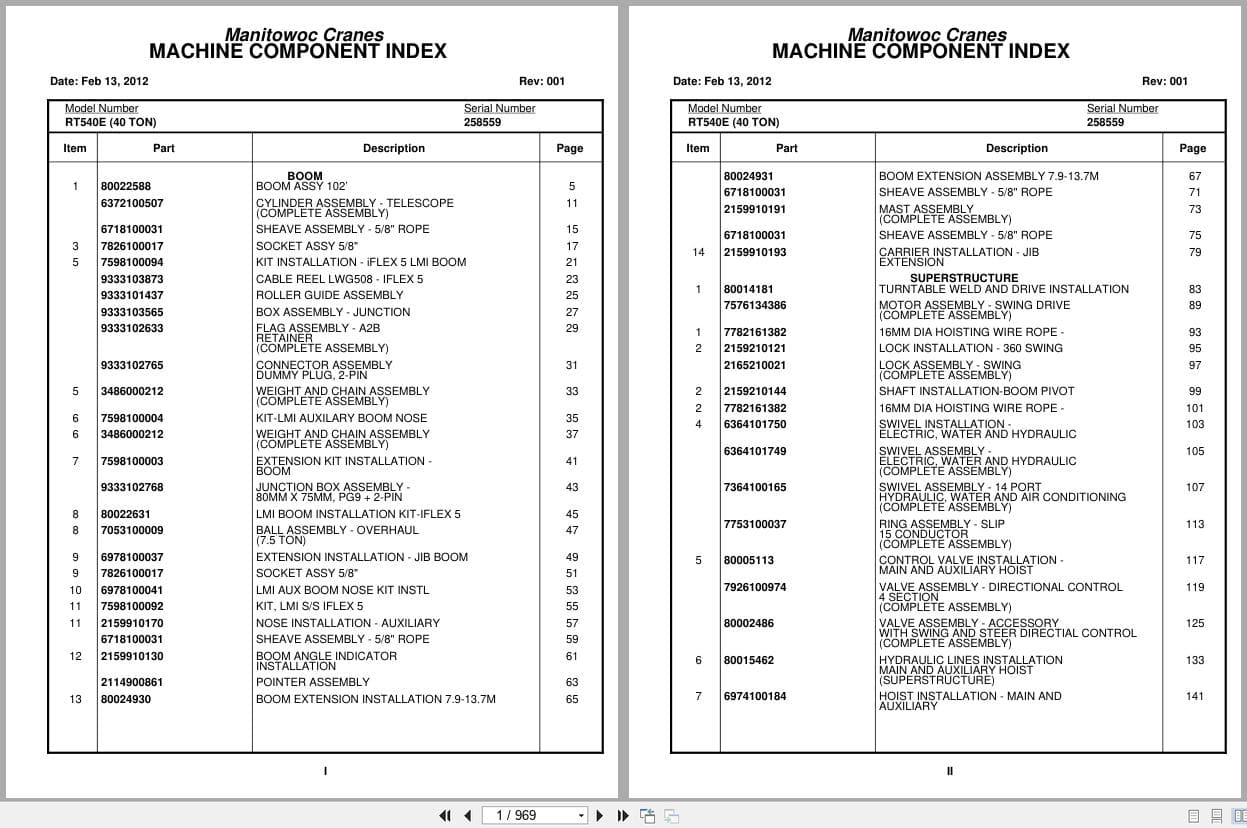 Grove Crane RT540E 258559 Parts Manual 2011 (1)