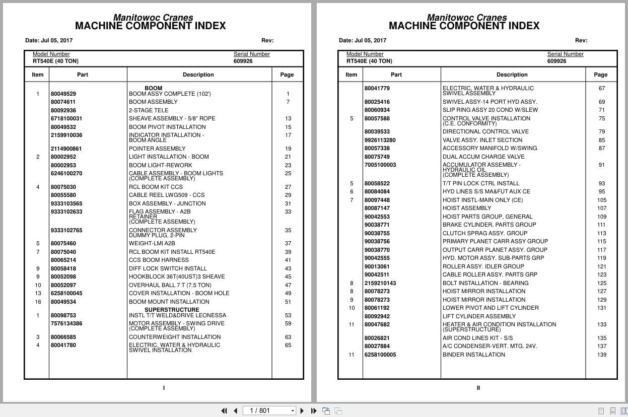 Grove Crane RT540E 609926 Parts Manual 2017 (1)