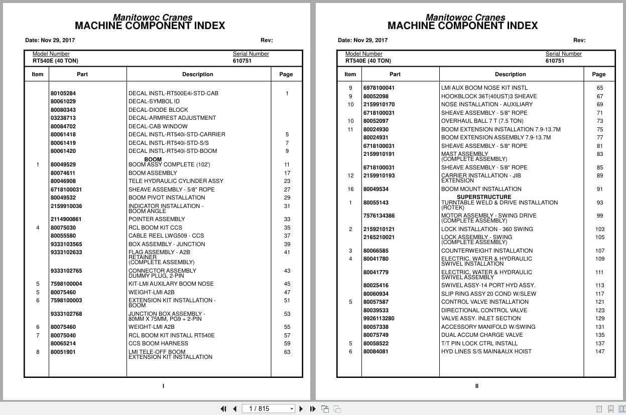 Grove Crane RT540E 610751 Parts Manual 2017 (1)