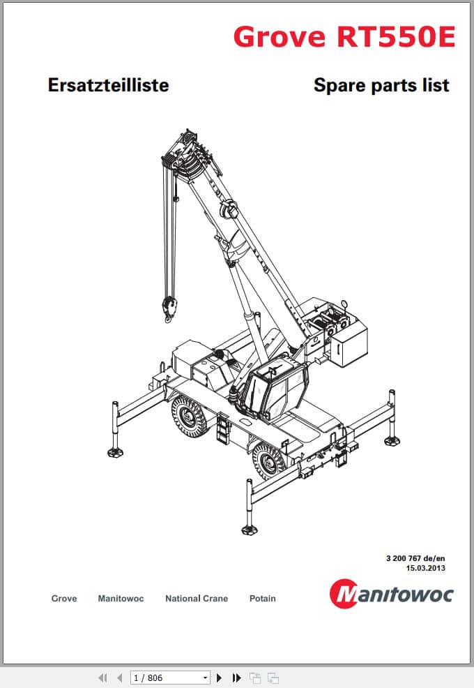 Grove Crane RT550E Spare Parts List 3200767 2013 (1)