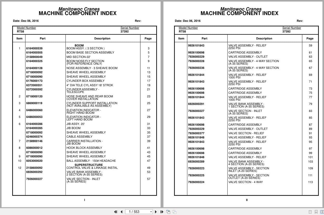 Grove Crane RT58A 37392 Parts Manual 2016 (1)