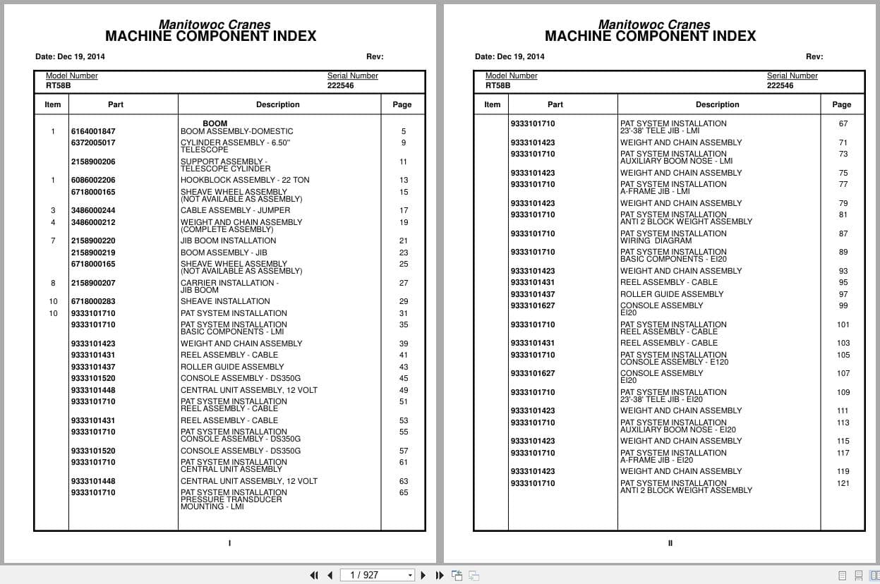 Grove Crane RT58B 222546 Parts Manual 2014 (1)