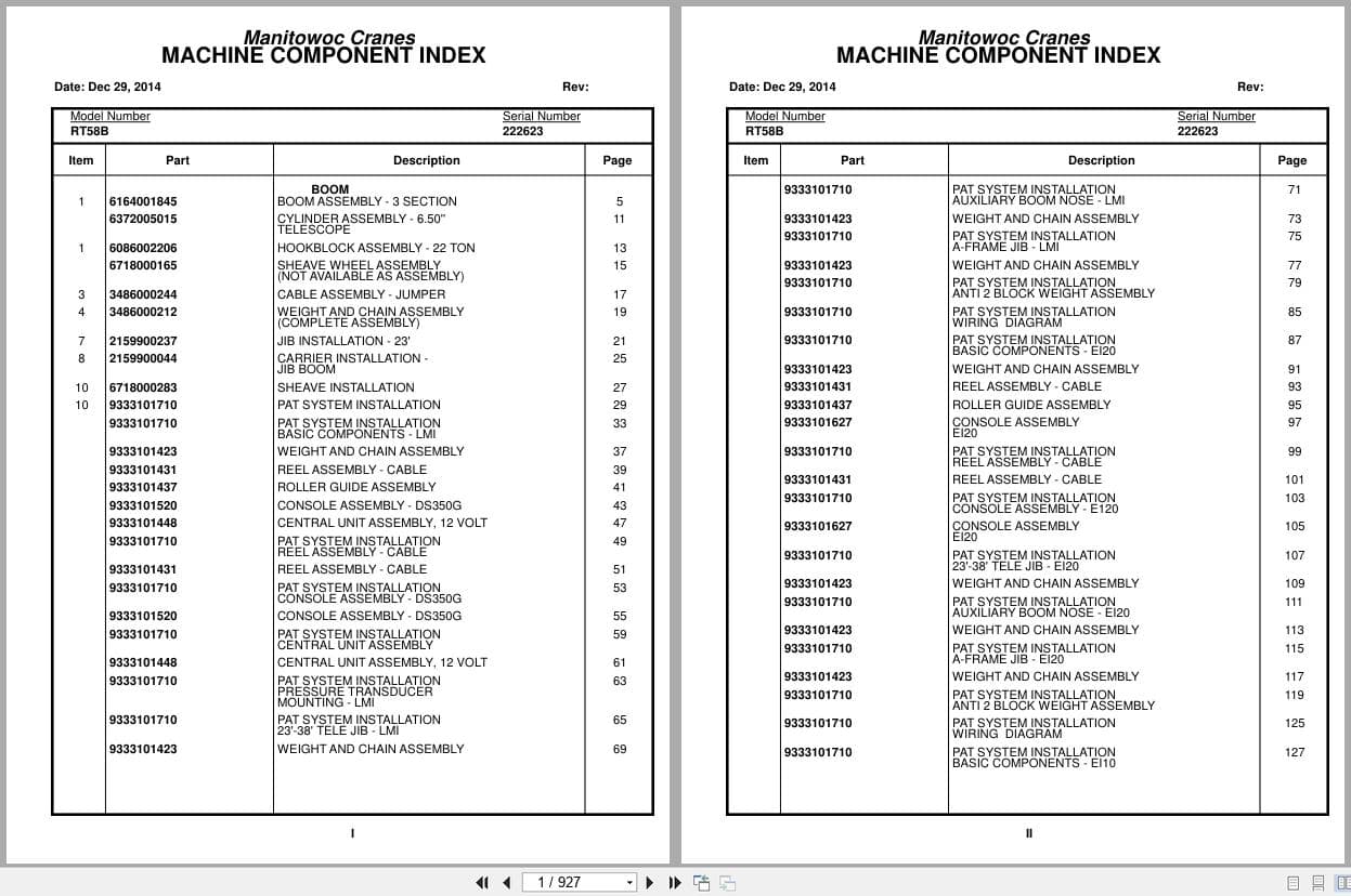 Grove Crane RT58B 222623 Parts Manual 2014 (1)