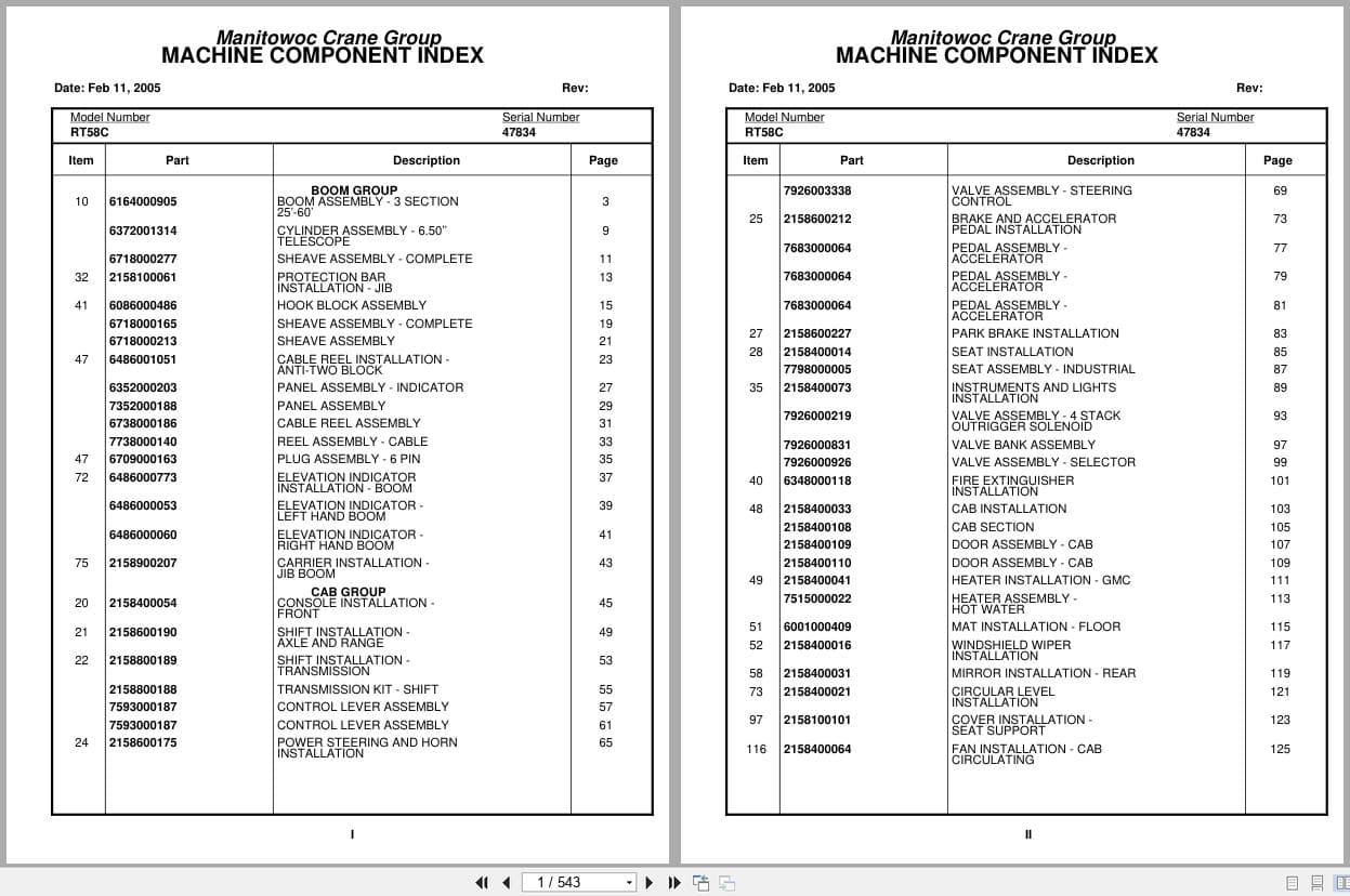 Grove Crane RT58C 47834 Parts Manual 2005 (1)