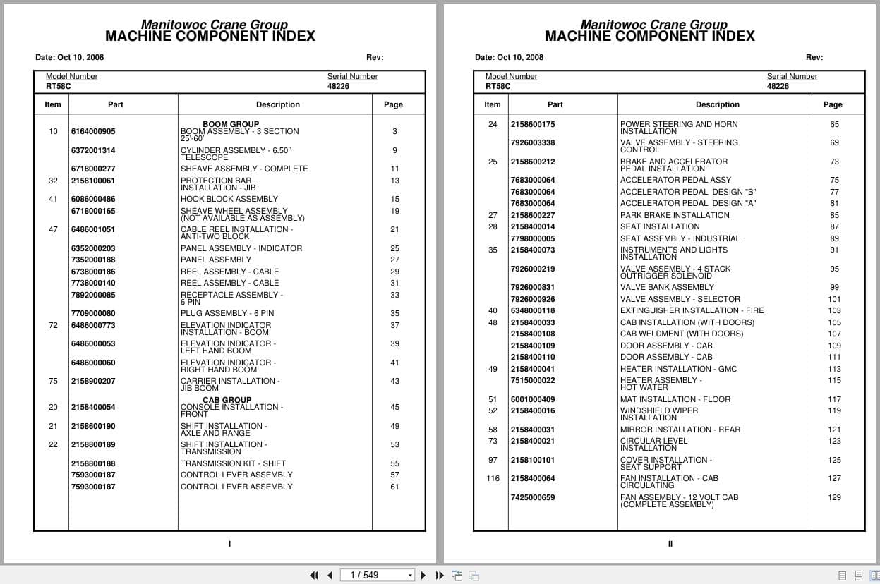 Grove Crane RT58C 48226 Parts Manual 2008 (1)