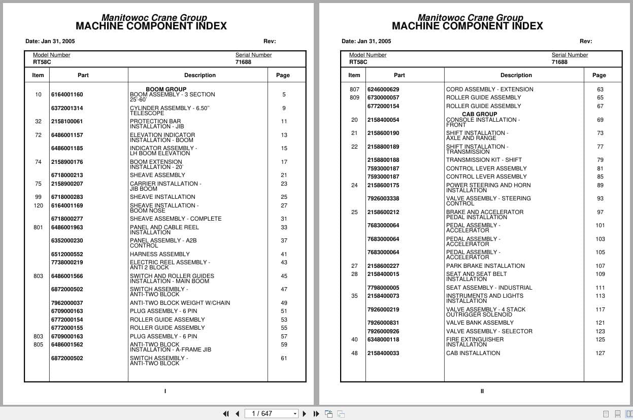 Grove Crane RT58C 71688 Parts Manual 2005 (1)