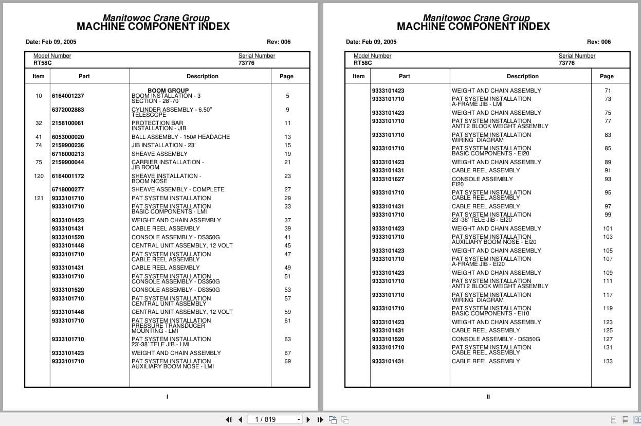 Grove Crane RT58C 73776 Parts Manual 2005 (1)