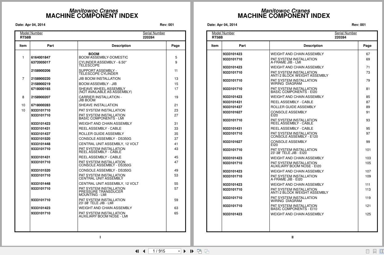 Grove Crane RT58D 220284 Parts Manual 2014 (1)