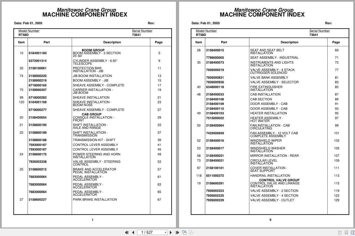 Grove Crane RT58D 73641 Parts Manual 2005 (1)