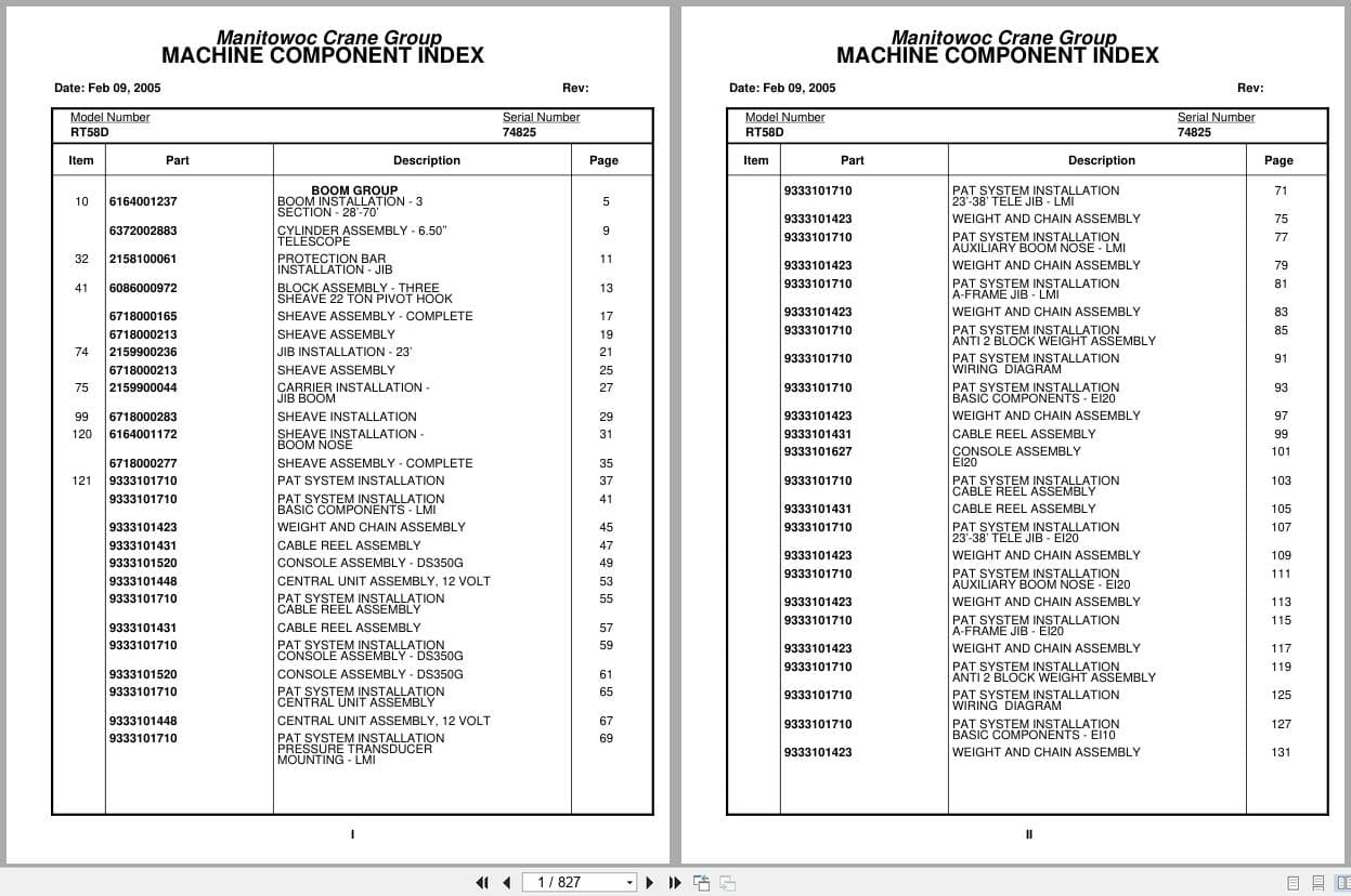 Grove Crane RT58D 74825 Parts Manual 2005 (1)