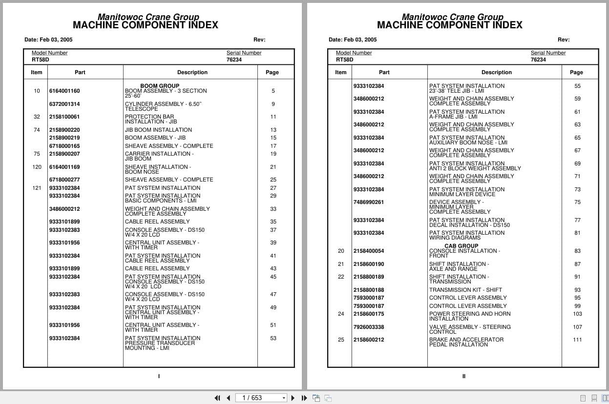 Grove Crane RT58D 76234 Parts Manual 2005 (1)