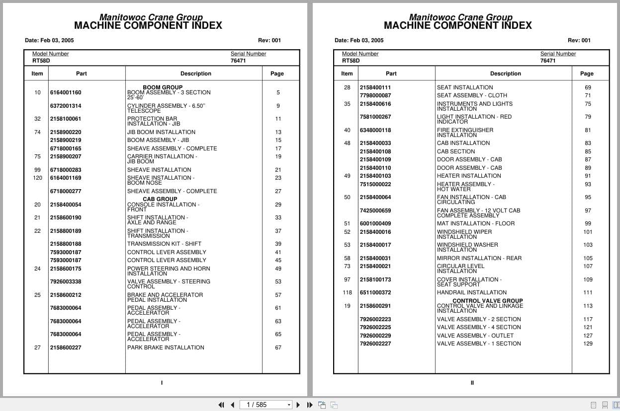 Grove Crane RT58D 76471 Parts Manual 2005 (1)