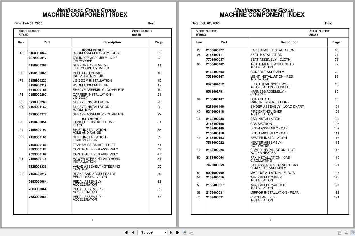 Grove Crane RT58D 86385 Parts Manual 2005 (1)