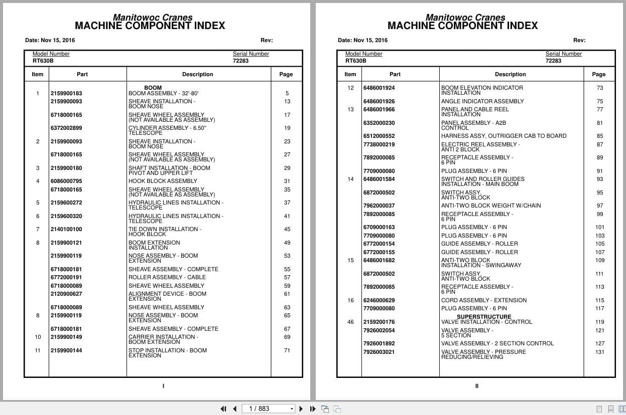 Grove Crane RT630B 72283 Parts Manual 2016 (1)
