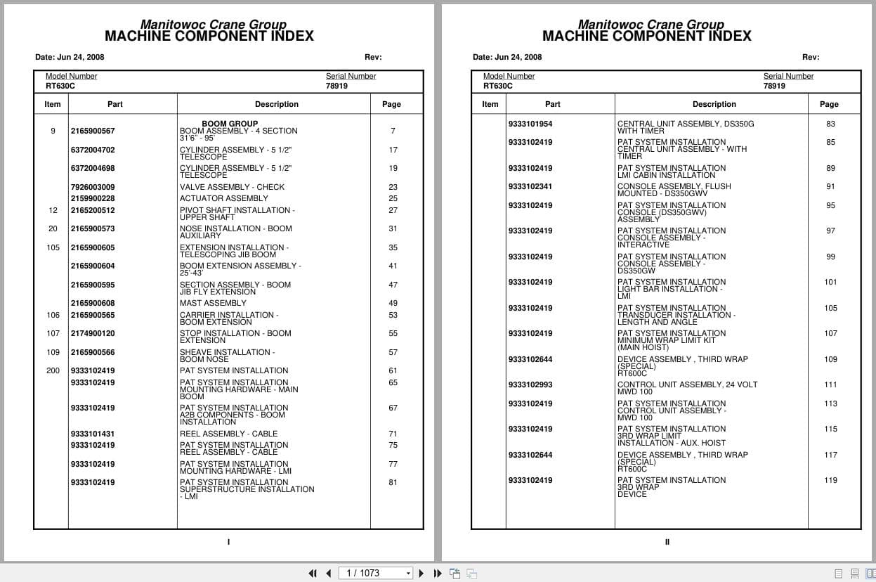 Grove Crane RT630C 78919 Parts Manual 2008 (1)