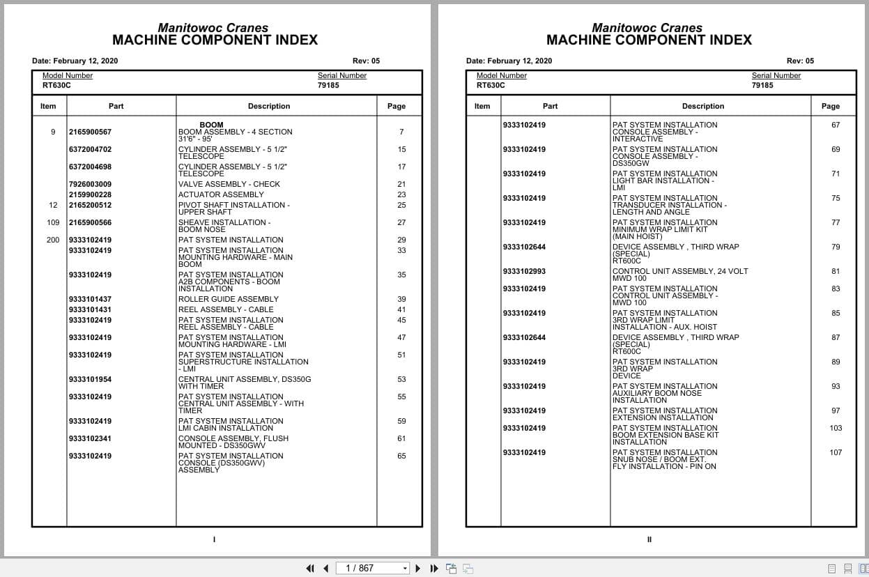 Grove Crane RT630C 79185 Parts Manual 2020 (1)