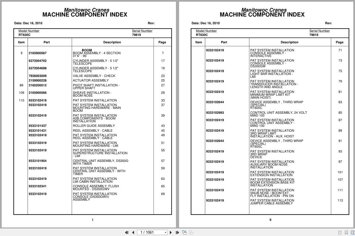 Grove Crane RT630C 79819 Parts Manual 2010 (1)