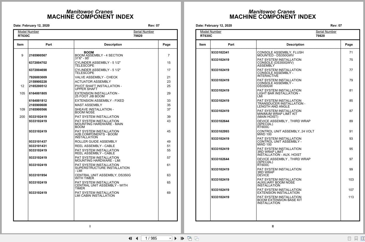 Grove Crane RT630C 79820 Parts Manual 2020 (1)
