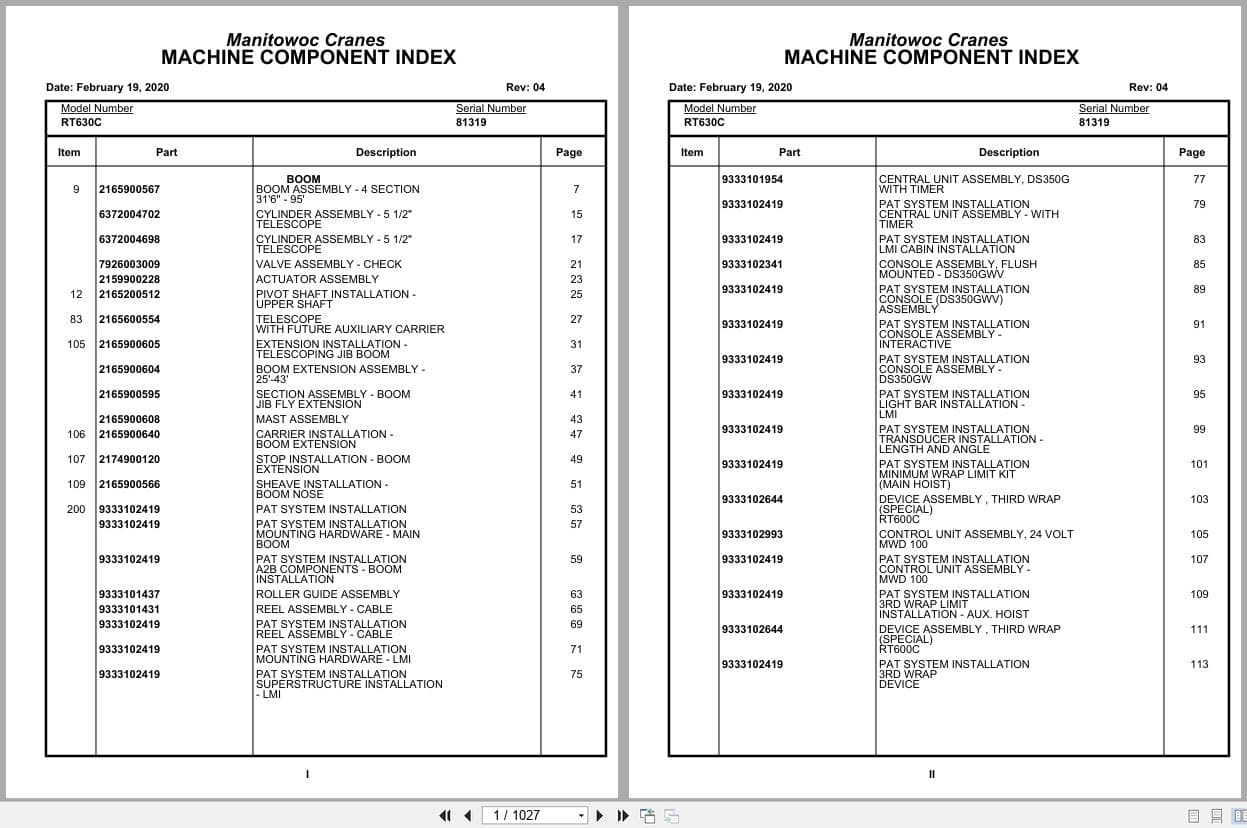 Grove Crane RT630C 81319 Parts Manual 2020 (1)