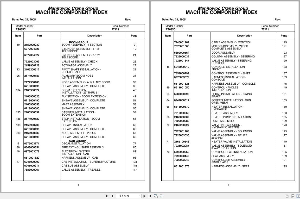 Grove Crane RT635C 77121 Parts Manual 2005 (1)