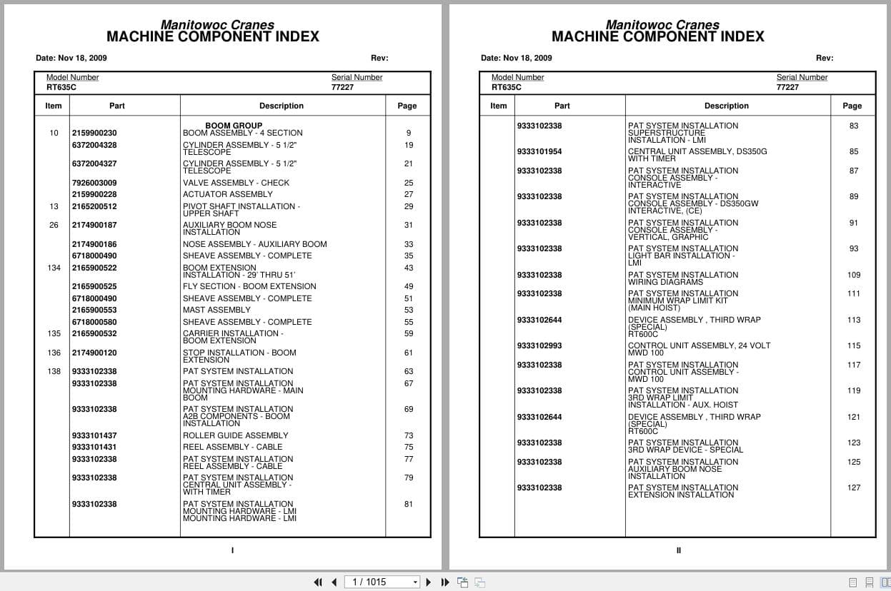 Grove Crane RT635C 77227 Parts Manual 2009 (1)