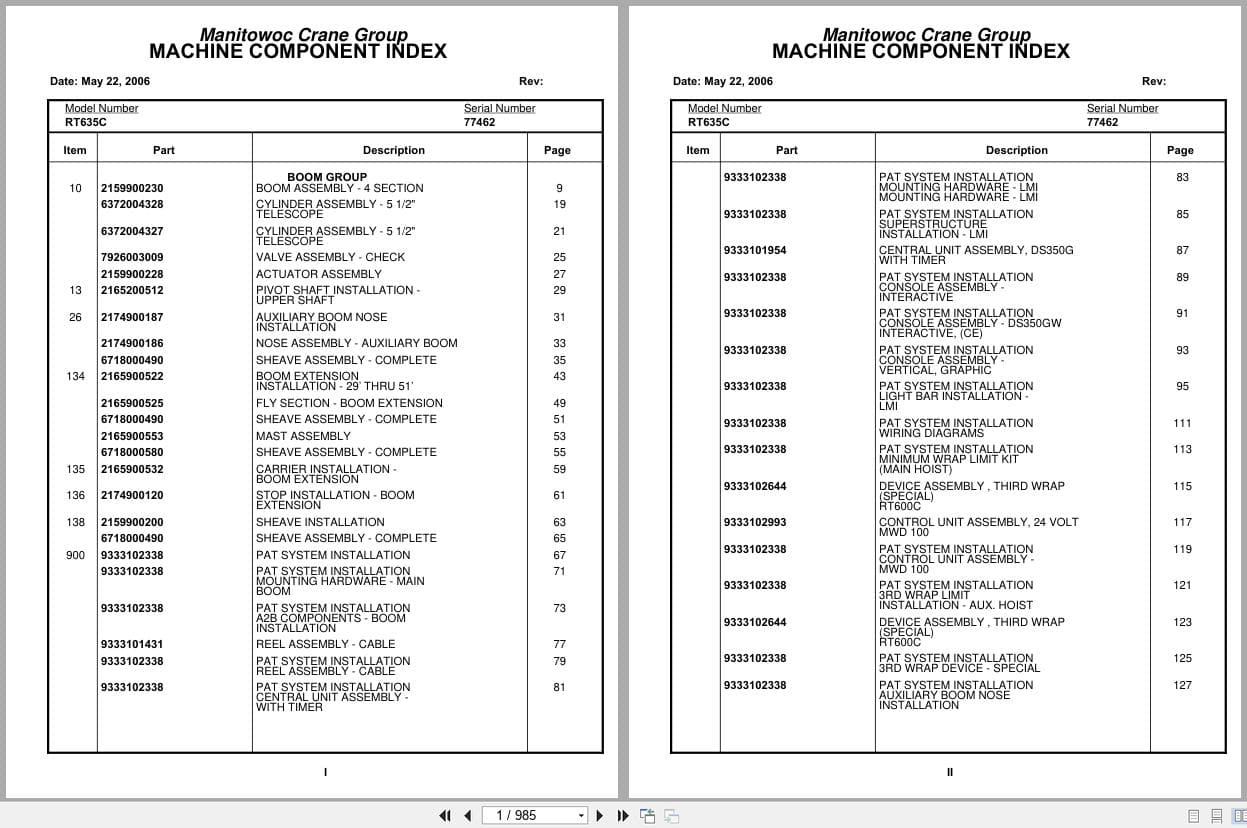 Grove Crane RT635C 77462 Parts Manual 2006 (1)