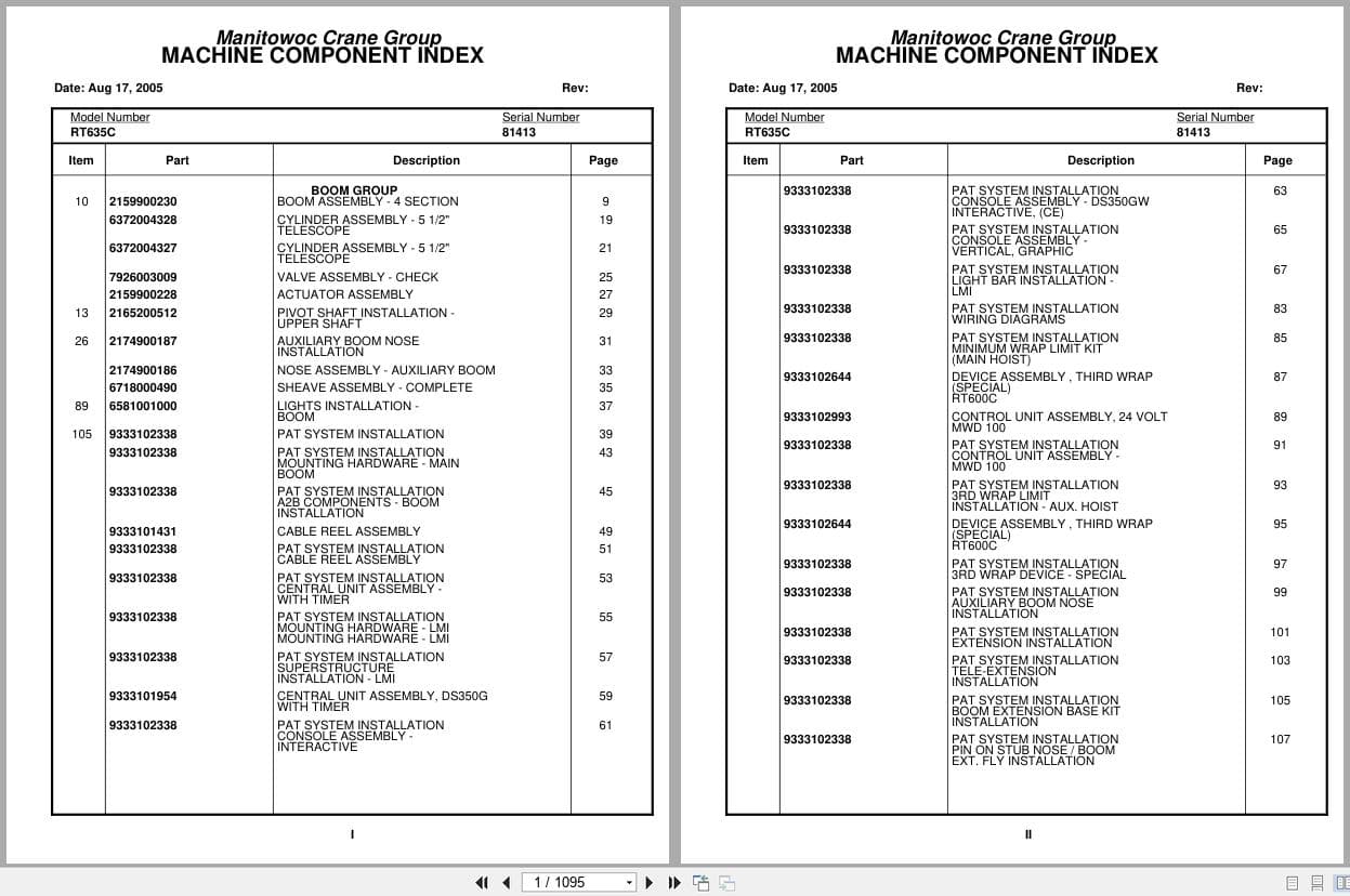 Grove Crane RT635C 81413 Parts Manual 2005 (1)