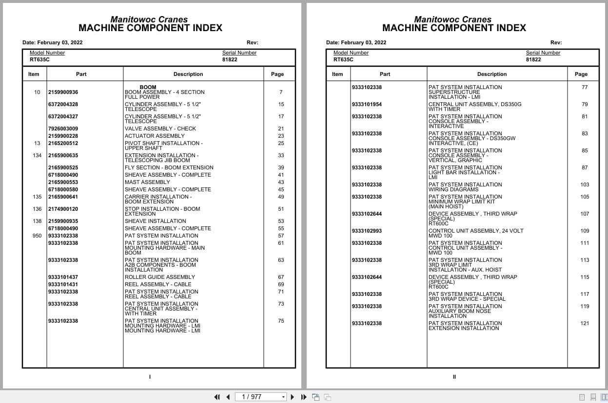 Grove Crane RT635C 81822 Parts Manual 2022 (1)