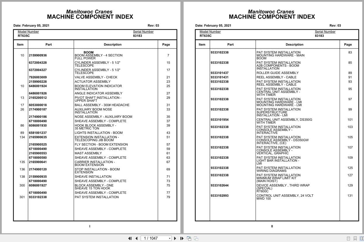 Grove Crane RT635C 83183 Parts Manual 2021 (1)