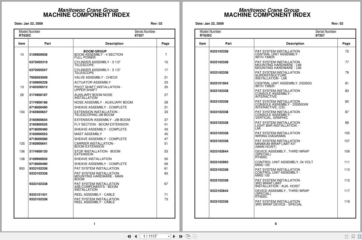 Grove Crane RT635C 87357 Parts Manual 2009 (1)