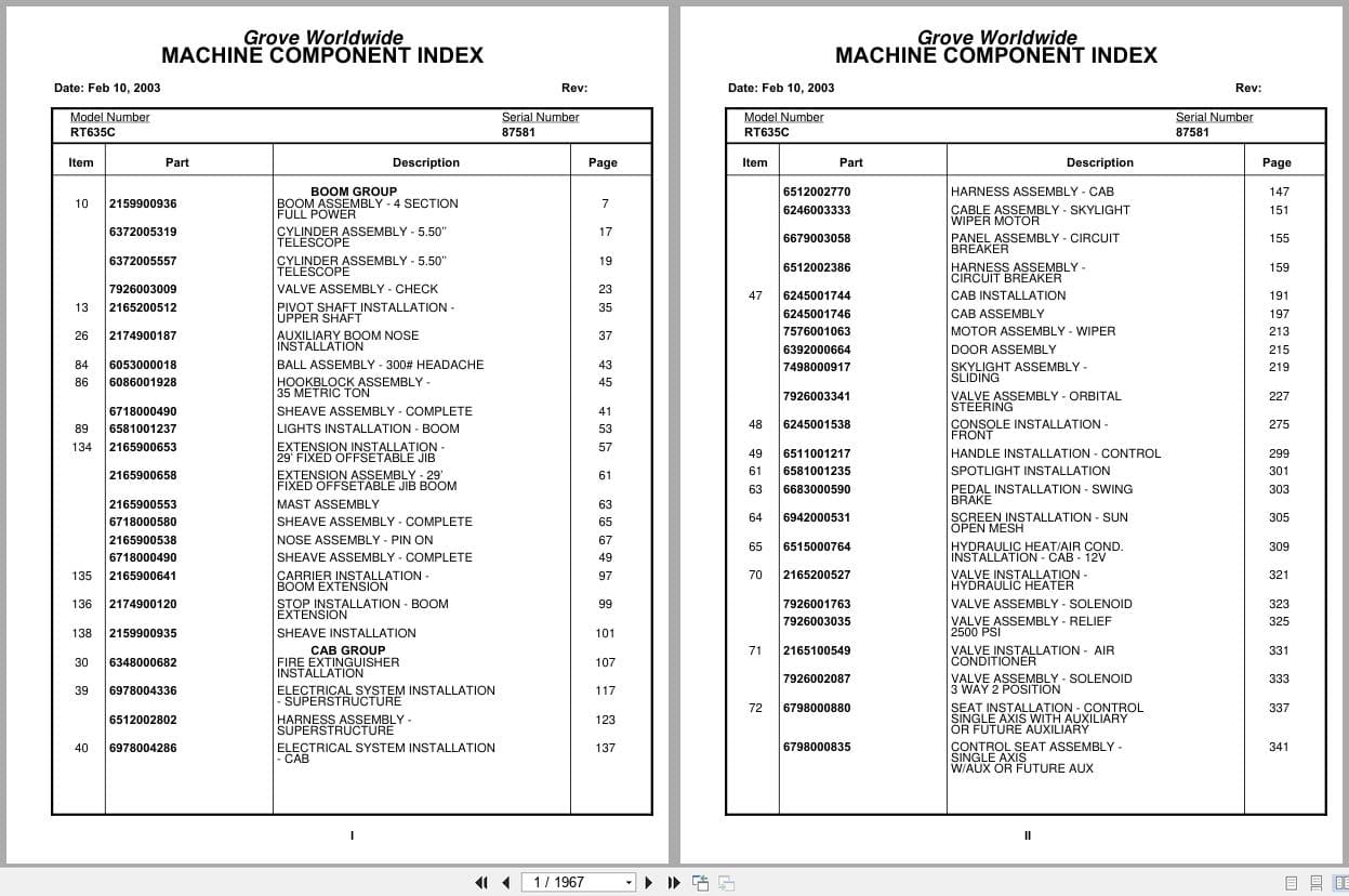 Grove Crane RT635C 87581 Parts Manual 2003 (1)