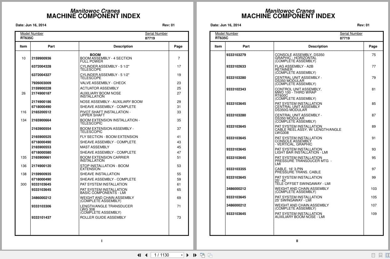 Grove Crane RT635C 87719 Parts Manual 2014 (1)