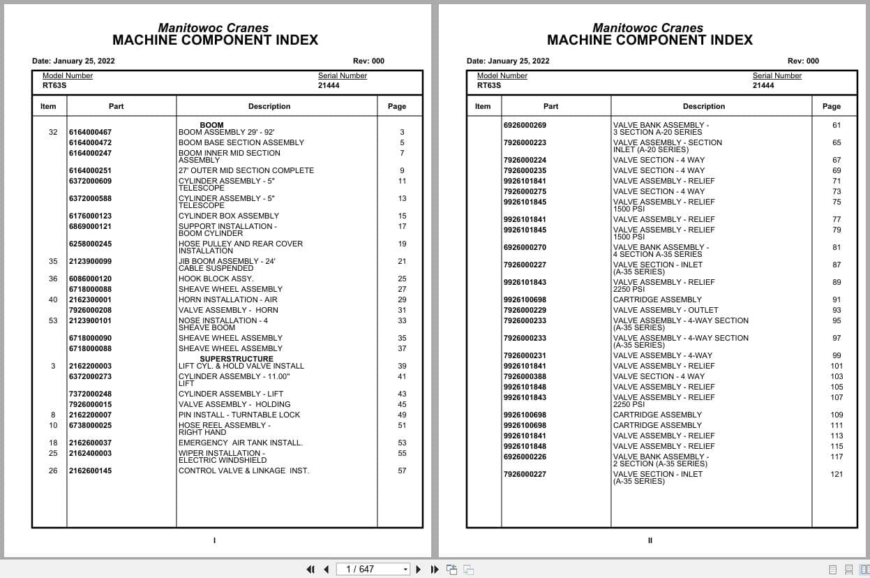 Grove Crane RT63S 21444 Parts Manual 2022 (1)