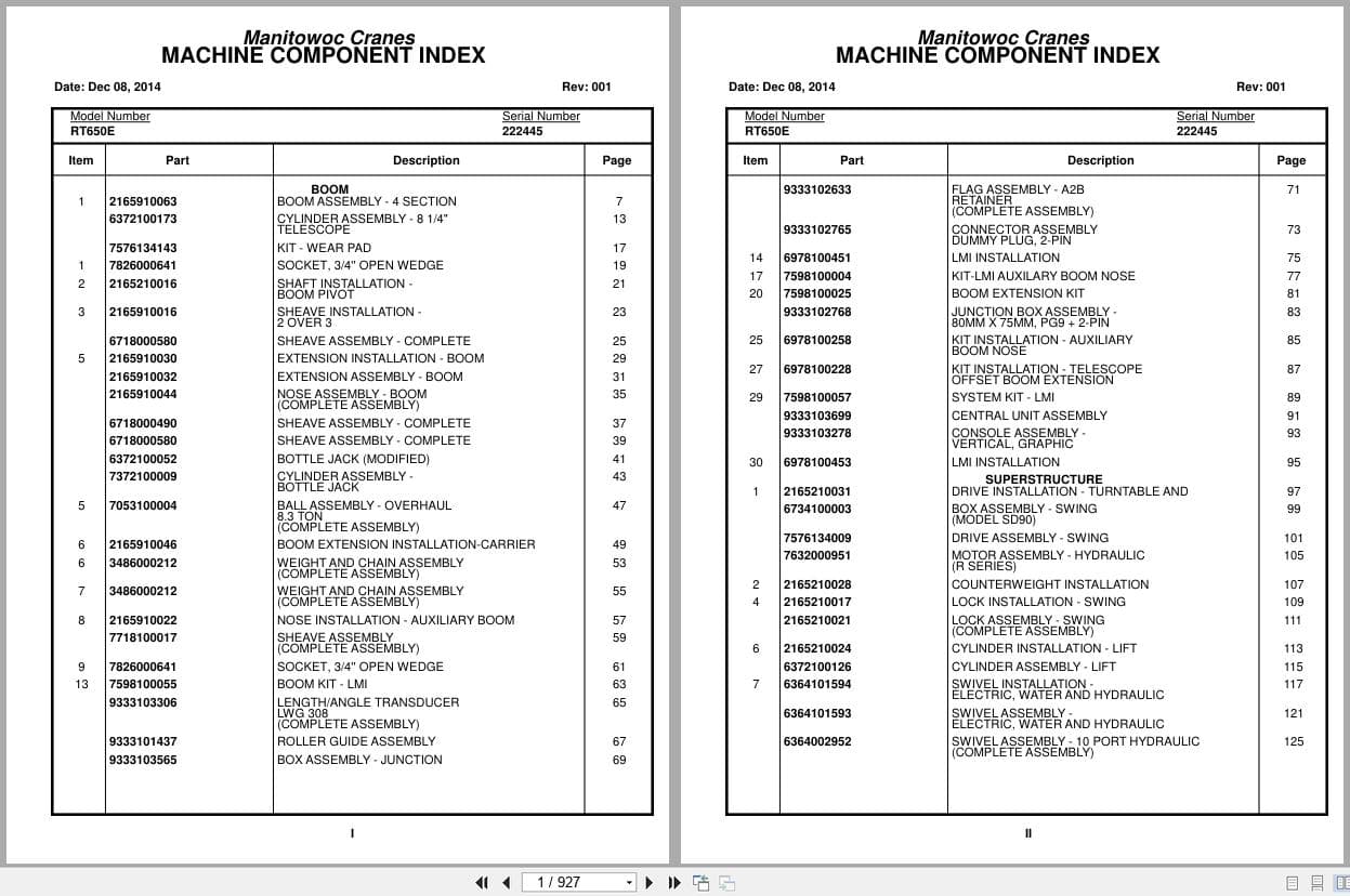 Grove Crane RT650E 222445 Parts Manual 2014 (1)