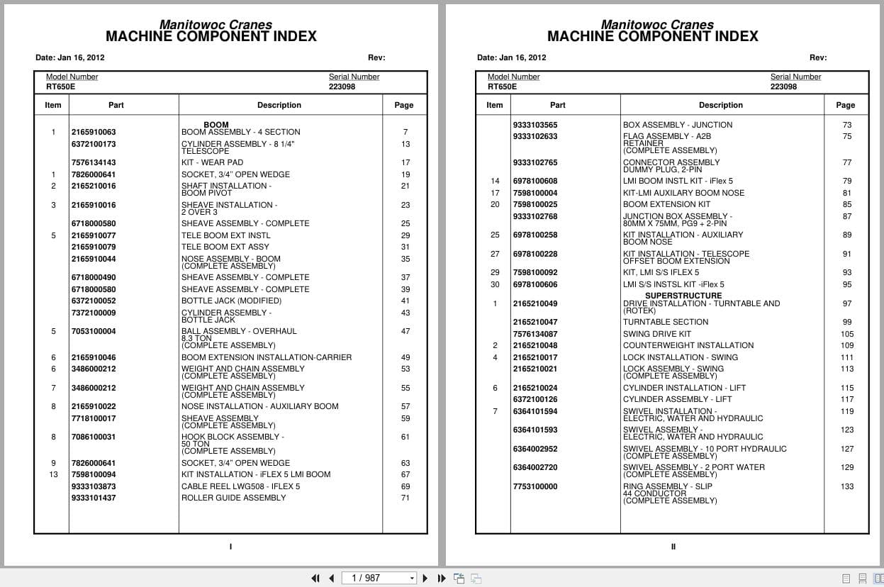 Grove Crane RT650E 223098 Parts Manual 2012 (1)
