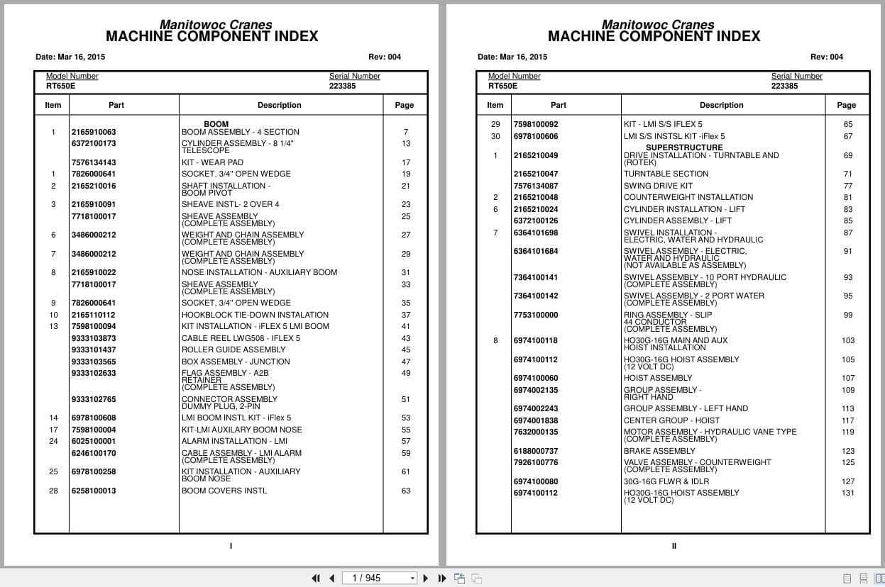 Grove Crane RT650E 223385 Parts Manual 2015 (1)