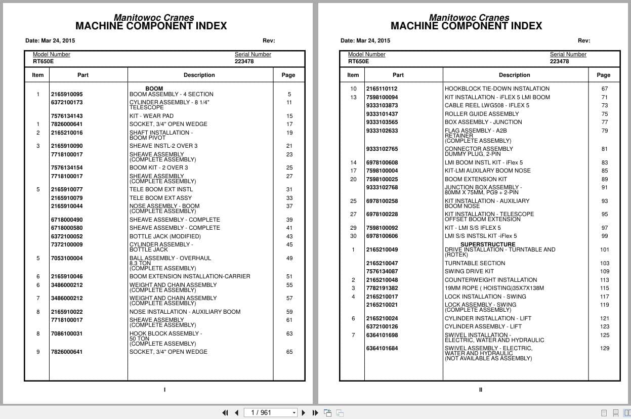 Grove Crane RT650E 223478 Parts Manual 2015 (1)