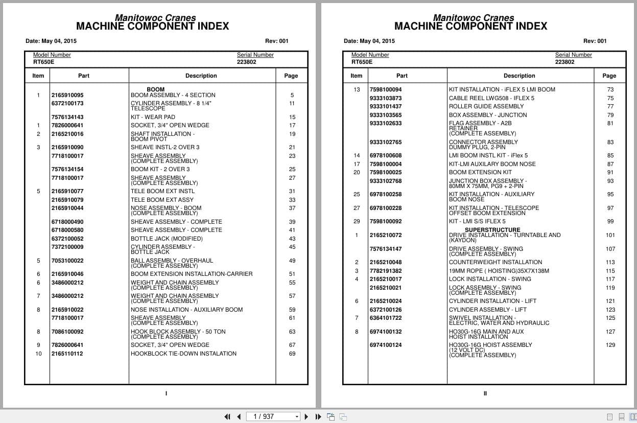 Grove Crane RT650E 223802 Parts Manual 2015 (1)