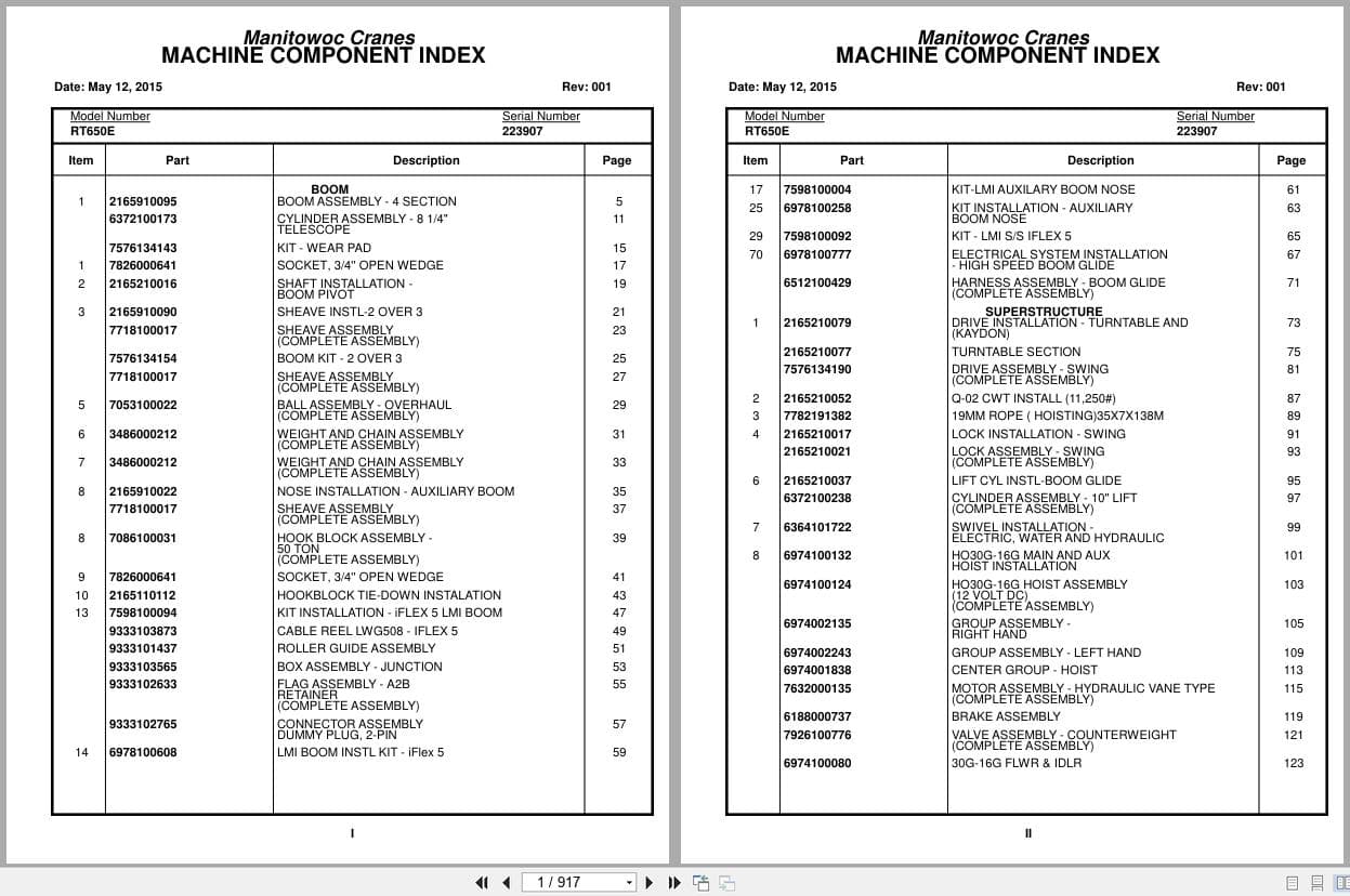 Grove Crane RT650E 223907 Parts Manual 2015 (1)
