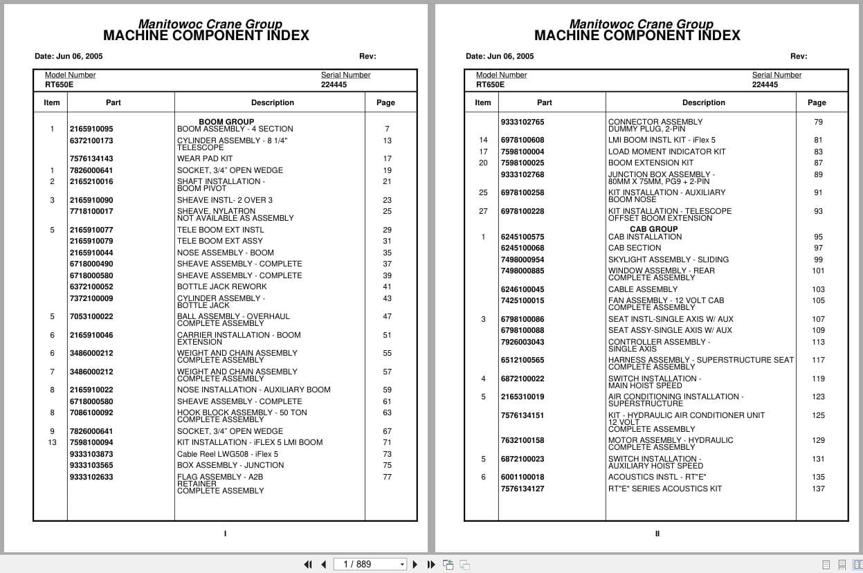 Grove Crane RT650E 224445 Parts Manual 2005 (1)