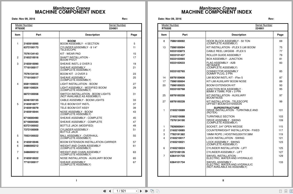 Grove Crane RT650E 224901 Parts Manual 2016 (1)